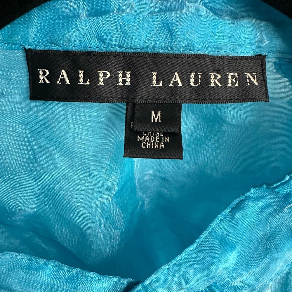 RALPH LAUREN BLACK LABEL Woman’s Turquoise Silkblend Utility Jacket RARE Sz M - Picture 4 of 13